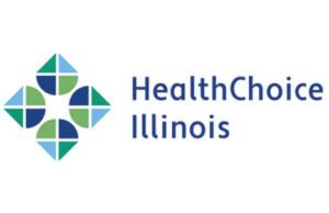 The logo for HealthChoice Illinois features a geometric design of blue and green shapes forming a cross-like pattern on the left, complemented by the text HealthChoice Illinois in blue on the right, echoing the reassuring quality found in top countycare health plan reviews.